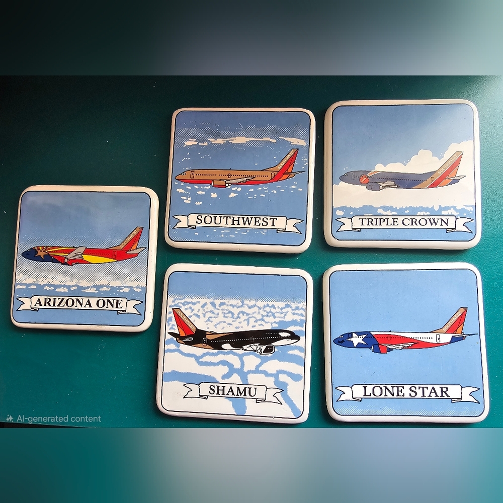Southwest-Themed Airline Coasters - Set of 5